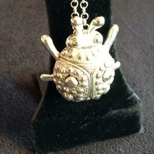 Vintage 925 Sterling Silver Lady Bug Necklace